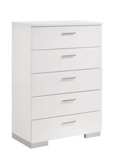 Coaster Felicity 5-drawer Chest Glossy White Model 203505